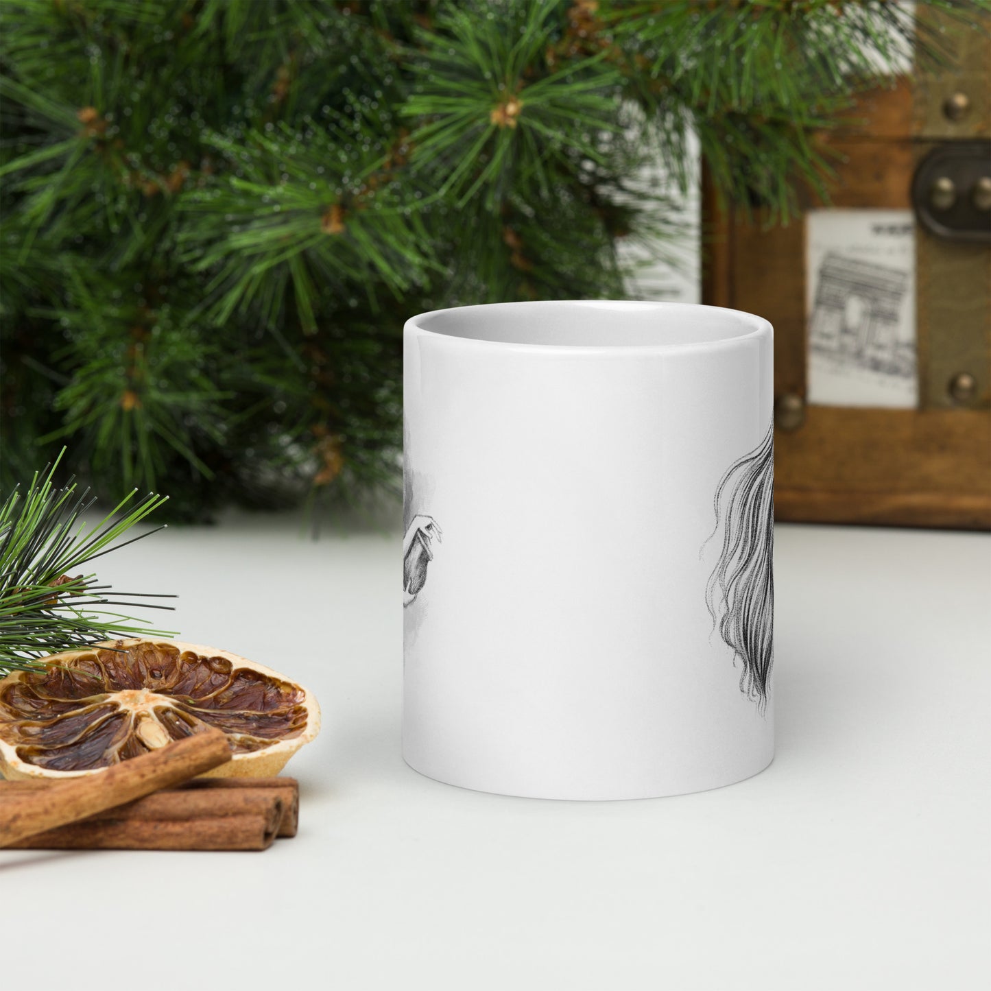 White Glossy Mug | Alabaster Jar | Spring Season |