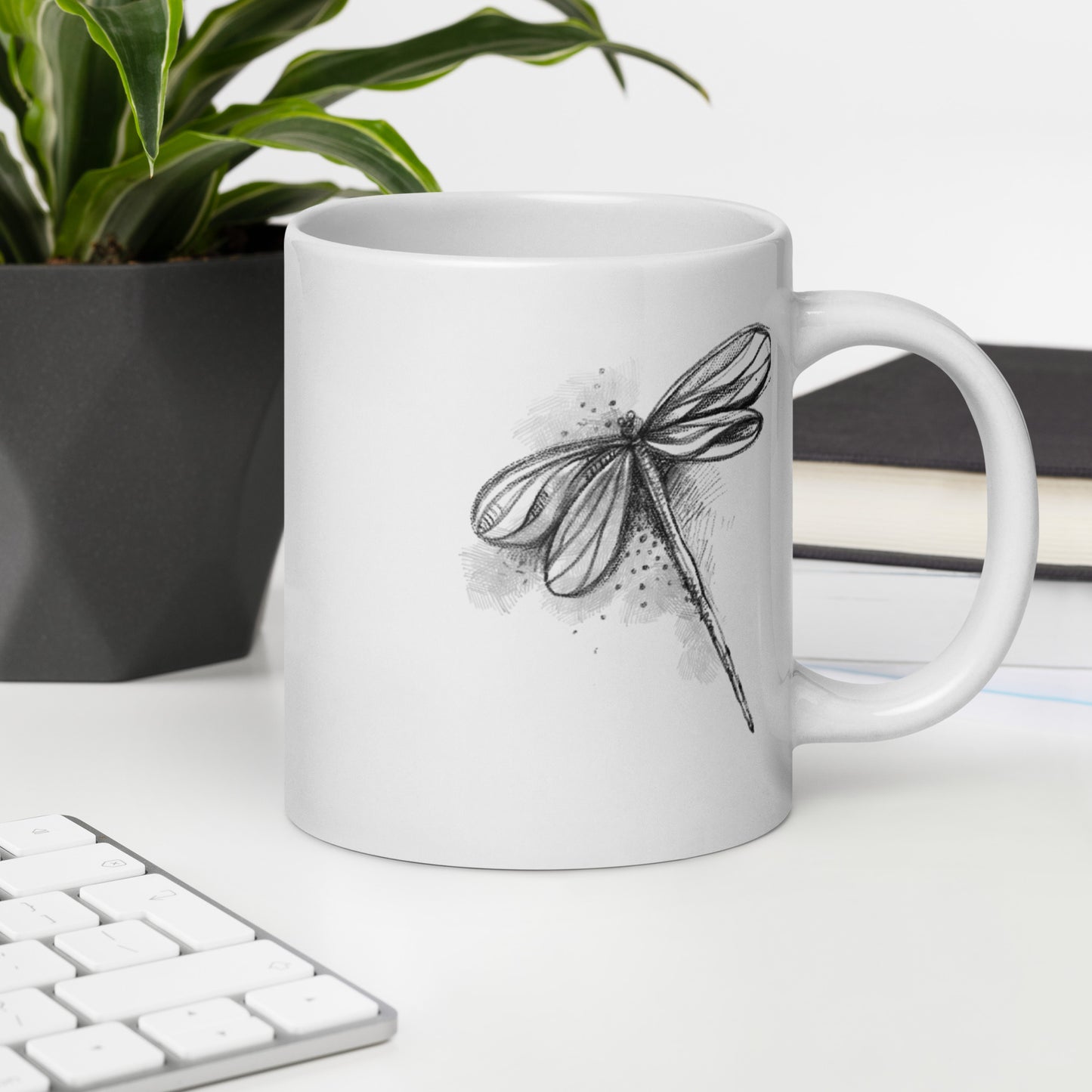 White Glossy Mug | Dragonfly | Summer Collection |