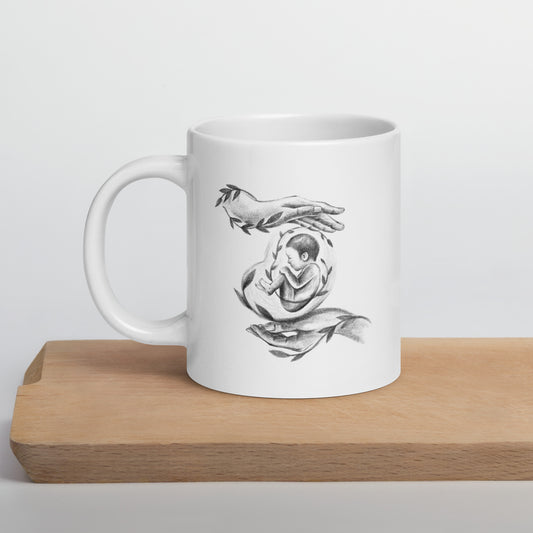 White Glossy Mug | Compassionate | Fall Collection |